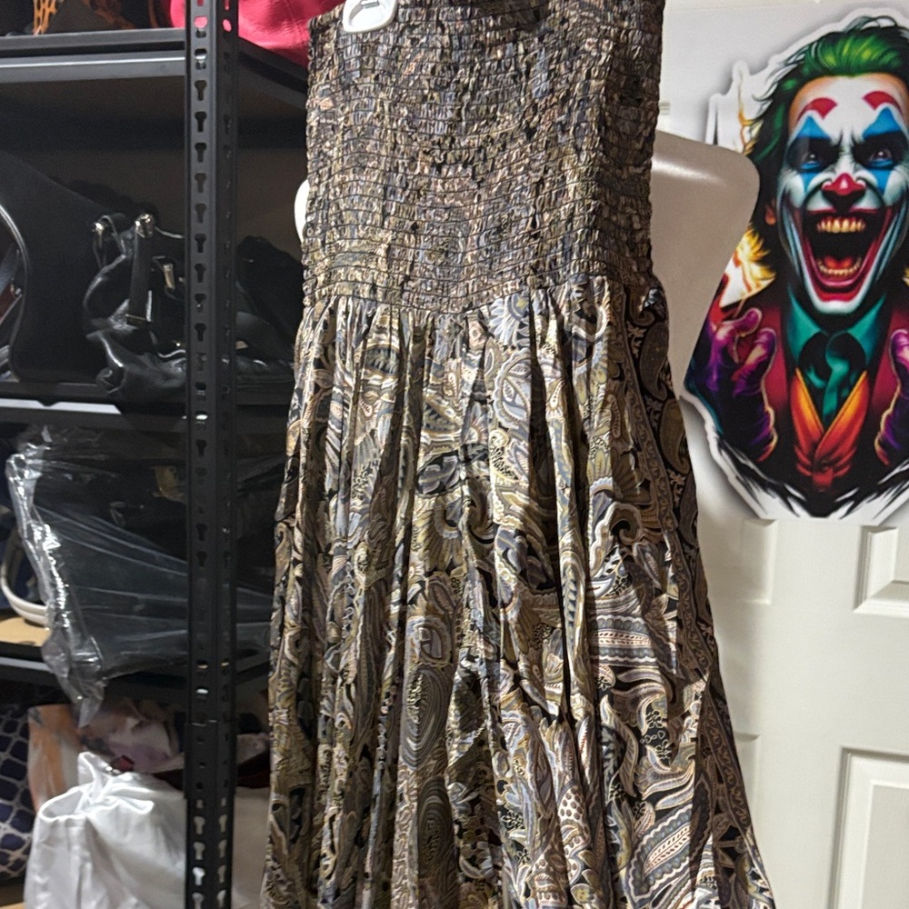 NWT Sz OS Indian Elegant 100% silk Paisley tube top Maxi dress - Picture 9 of 15